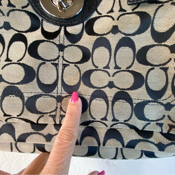 Coach Signature C Gray Black Medium Jacquard Tote Shoulder HandBag Satchel - Picture 13 of 15